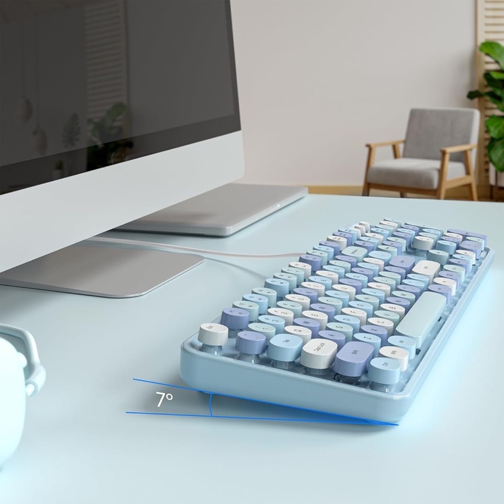 Computer Keyboard Wired USB Plug Retro Typewriter Keyboard Full Size new - Picture 5 of 7